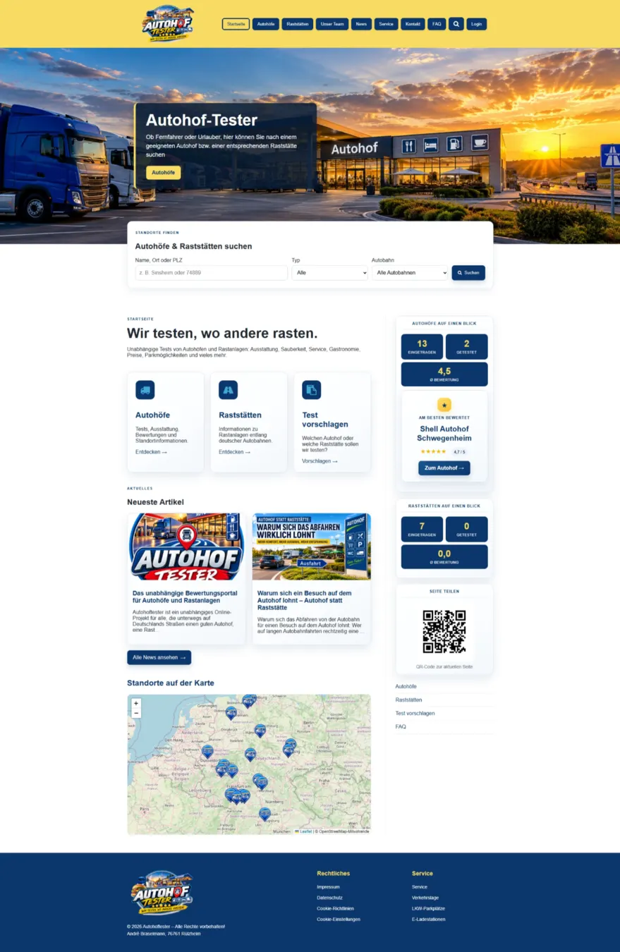 Webdesign-Referenz Autohoftester – responsive Startseite